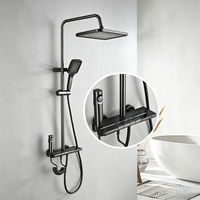 Ensemble de douche mural thermostatique numérique LED de luxe contemporain avec robinet en aluminium et valve en céramique pour douche pluie