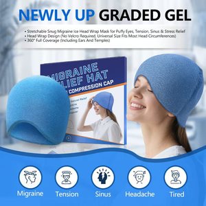 Trendproduct 2026 Nieuwe Gel Koud-Warm Kompres Hoofdpijn Migraine Zwelling Verlichting Ijspack Pijnverlichting Verwarmende Muts - Product Image 4
