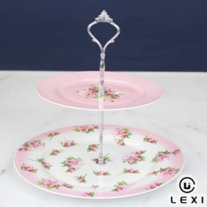 Plateau rond à gâteau en porcelaine Fine, support à pâtisserie en céramique de 2 niveaux pour la maison, les hôtels, les restaurants et les mariages, vente en gros en chine - Product Image 3