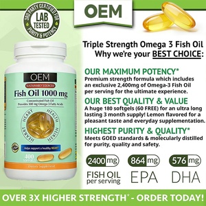 OEM Lemon Flavored <strong>Fish</strong> <strong>Oil</strong> <strong>Omega</strong>-<strong>3</strong> Soft Gel Capsules <strong>Omega</strong>-<strong>3</strong> &amp; EPA &amp; DHA Dietary Supplement Softgels Heart Health Support - Product Image 4
