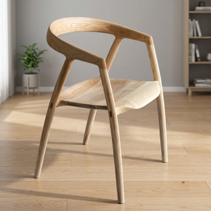 Chaise de salle à manger en bois moderne, design scandinave, finition naturelle, ton bois clair, meuble stable pour la maison - Product Image 3