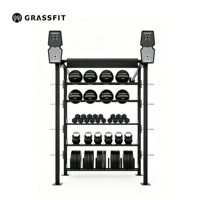 Rack d'entraînement tout-en-un professionnel avec machine de poussée et de traction pour traîneau, ensemble de sacs de sable et kettlebells, rangement sécurisé, personnalisable