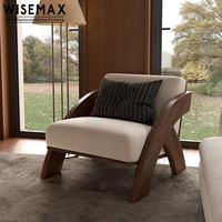 WISEMAX FURNITURE Canapé simple nordique Boucle blanche Tissu laine d'agneau Accoudoir en bois massif Chaise de loisirs Un siège pour une utilisation en appartement