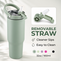 Gobelet isotherme sport personnalisé en acier inoxydable de 16, 20, 32 oz avec paille amovible, 100 % anti-fuite, pour voyage, avec logo