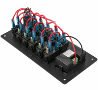 Panel de interruptor basculante de 5 entradas, interruptor basculante Precableado de 5 pines, retroiluminado azul para coche marino