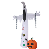 Fantôme gonflable blanc de 3,6 mètres avec chaînes et citrouille pour décoration de fête en extérieur