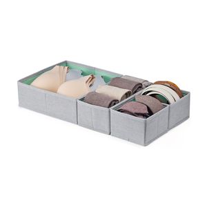 Rui Mei Meidangjia <b>Drawer</b> <b>Storage</b> <b>Box</b> Four Piece Set Color-blocked Foldable Clothing Organizer - Product Image 5