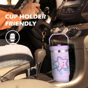 USA Warehouse Stock for Sublimation Matte Macaron Colors Flip Straw Double Wall Stainless Steel Handgrip Tumbler Outdoor Sports - Product Image 4