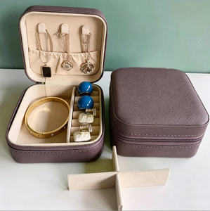 Boîte à bijoux portable carrée en cuir PU écologique avec fermeture éclair, faite à la main, taille personnalisable, idéale pour les voyages – Offre spéciale - Product Image 3