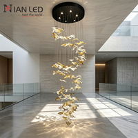 Lustre en cristal moderne personnalisé pour hall d'hôtel, escalier, avec télécommande LED anti-éblouissement
