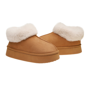 Bottes de neige personnalisées pour femmes, automne/hiver, talon plat, garniture en fourrure de laine mélangée, semelle en PVC durable, en similicuir, montantes, souples, prix usine - Product Image 1