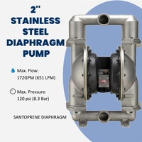 Pompa Diafragma Pneumatik Baja Tahan Karat ARO 66627B-2EB-C 2'' Diafragma Santoprene 172GPM untuk Industri Farmasi