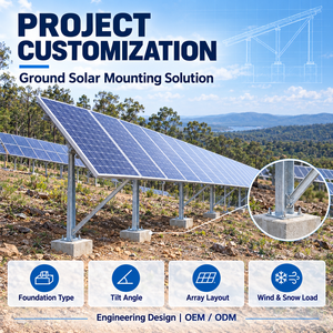 Système de montage solaire au sol à inclinaison fixe sur mesure pour projets photovoltaïques sur pentes et terrains accidentés - Product Image 2