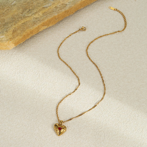 Bijoux de mode 316 <span class=keywords><strong>L</strong></span> en acier inoxydable coeur Zircon pendentif colliers à breloques pour la fête - Product Image 4