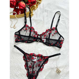 Hot Selling Items Exquisite Lightweight Floral Print Lace and <b>Mesh</b> <b>Lingeries</b> Sets - Product Image 2