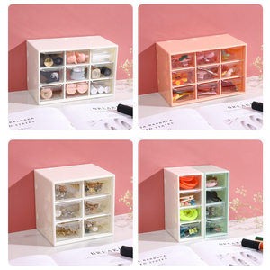 Stackable Transparent <b>Storage</b> <b>Drawers</b> Double Tier Desk Organizer <b>Plastic</b> Rectangle Freestanding Neatening Box - Product Image 2