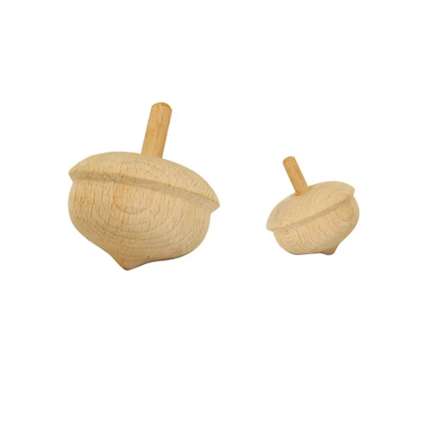 Acorn shape spinning top beech wood Spinning Top nut shaped natural Kids Wood spinning top