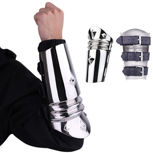 FX-KJ9023 Brazaletes de Acero Inoxidable con Cinturón de Cuero Ajustable para Hombre y Mujer, Juego de Esclavos, Armadura Metálica Protectora para Brazos, Juguetes Fetichistas - Product Image 1