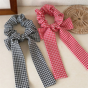 Nouveau Style filles mode Premium nœud papillon élastique femmes délicat Plaid à carreaux <span class=keywords><strong>tissu</strong></span> arc amovible chouchous - Product Image 3