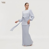 Vêtements islamiques modestes pour femmes, tunique à manches longues avec robe maxi, tenue musulmane
