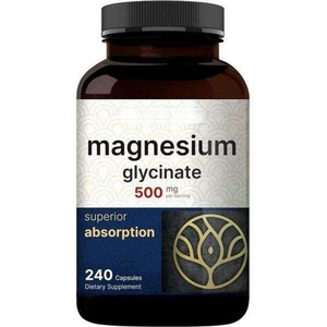 AURA - Cápsulas de Magnesio Complejo de 500 mg, 240 Cápsulas, Vitamina Magnesio Glicinato, Mejora la Memoria y el Sueño en Adultos, Más Vendidas - Product Image 1