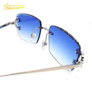 PassダイヤモンドテスターVVS Moissaniteメガネアイシングアウトダイヤモンド316Lステンレススチールブルーレンズ眼鏡ジュエリーファッションサングラス - Product Image 3