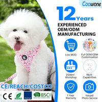 Harnais pour chien en velours côtelé personnalisé avec broderie en forme de cœur, laisse pour chien robuste, collier réglable, harnais et laisse pour chien rembourrés et doux