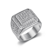 Bague carrée Hip Hop Iced Out Bling pour homme, en acier inoxydable couleur or, grandes bagues de rappeur pour hommes, bijoux de mode pour fête, cadeau, vente en gros