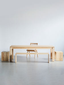 Mesa de Comedor y Mesa de Trabajo de Estilo Japonés, Minimalista, de Madera de Fresno con Mosaico de Troncos - Product Image 5