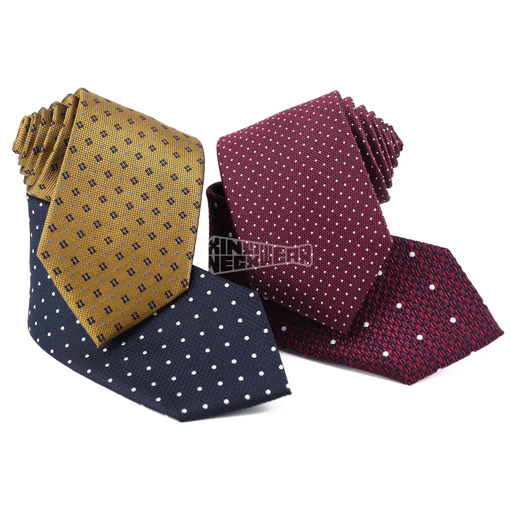 Cravatta a pois bordeaux e oro cravatta geometrica da uomo alla moda formale cravatte da collo per uomo in seta