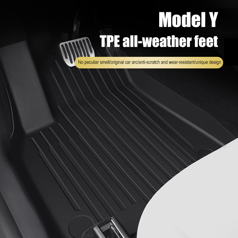 Tesla модель Y коврики 3D полный набор вкладышей Применим при всех типах погоды с нескользящей подошвой; Водонепроницаемые коврики аксессуары, совместимые с 7 местный модели Y