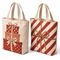 Sac fourre-tout en toile textile sur mesure à thème de Noël, imprimé, pour supermarché et courses