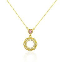 Collar con Colgante de Corazón ZG Dainty Heart CZ, Diseño de Corona Abierta con Borde Festoneado y Brillante para Mujer