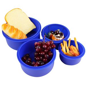 Silicone Lunch Box Round Three Compartment Food Grade Bento Box For Office Travel - Product Image 1