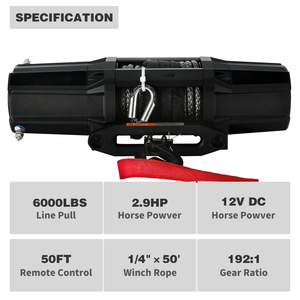 Verricello Elettrico ENJOIN da 12V 6000 lbs per ATV/UTV con Corda Sintetica e Controllo con Filo/Wireless - Product Image 3