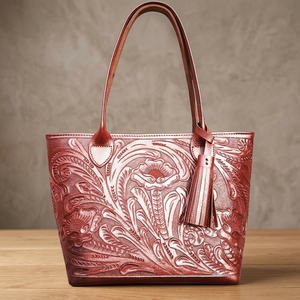 Sac à main pour femme en cuir véritable rouge, imperméable, léger, avec poignées tressées, fermeture à glissière, grande capacité, usage quotidien décontracté - Product Image 2