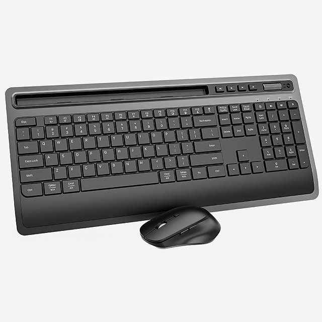 104 Keys German Spain Russia Japan Korean US Layout Bluetooth Rechargeable Wireless Keyboard and Mouse Combo with Phone Holder