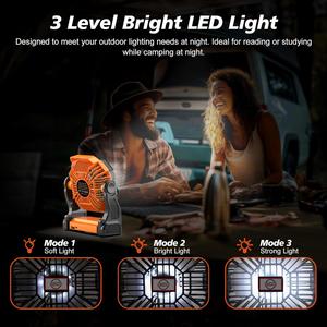 Escritorio Portátil 2026 con Luz LED, 270 °   Ventilador recargable ajustable, ventilador USB de 4 velocidades para camping, oficina, dormitorio - Product Image 3