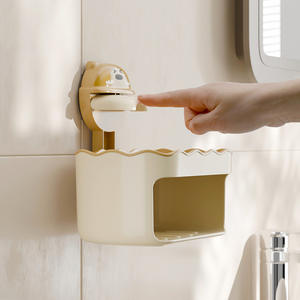 Jabonera de Dibujos Animados con Diseño de Arriba y Abajo, de Plástico Rosa, para Montar en la Pared, con Drenaje Automático y Organizador de Baño con Esponja - Product Image 3