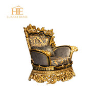 Fauteuil en tissu sur mesure, style classique, meubles de salon, 100% sculpté à la main, finition feuille d'or