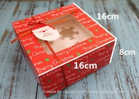 Boîtes d'emballage biodégradables auto-érectiles 2025 pour cupcakes, bougies et cadres photo, motif flocon de neige de Noël, avec fenêtre transparente et 4 trous