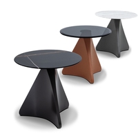 Table basse ronde moderne en pierre frittée, mobilier de luxe pour salon, construction métallique mobile