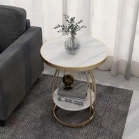 Table d'appoint ronde minimaliste nordique avec plateau en marbre et structure en fer robuste, multifonctionnelle pour salon, canapé, chambre, balcon