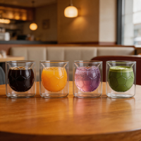 Tasses à café et à thé glacé en verre borosilicate de 250 ml (8,5 oz) en forme de ballon de football, mugs à café à double paroi en verre en forme de ballon de football