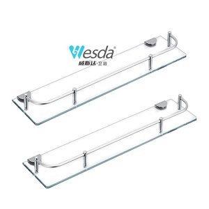 Estante <span class=keywords><strong>de</strong></span> baño flotante <span class=keywords><strong>de</strong></span> vidrio templado Rectangular Wesda, soporte <span class=keywords><strong>de</strong></span> pared <span class=keywords><strong>con</strong></span> borde <span class=keywords><strong>de</strong></span> acero inoxidable, estante <span class=keywords><strong>de</strong></span> ducha montado en esquina - Product Image 1