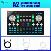 Carte son USB d'occasion A2 en gros, mixeur audio externe, interface Bluetooth en métal pour diffusion en direct sur smartphone et tablette