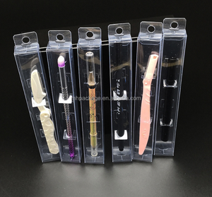 Cosméticos personalizados lápiz ventilador cepillo <span class=keywords><strong>de</strong></span> dientes cepillo <span class=keywords><strong>de</strong></span> <span class=keywords><strong>maquillaje</strong></span> ceja cuchillo palillo vinilo PVC PET pequeñas cajas <span class=keywords><strong>de</strong></span> plástico largas con percha - Product Image 6