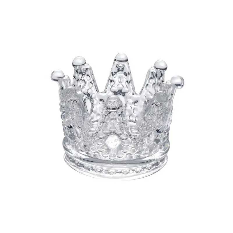 Elegante King Of Crown Form Kleine dekorative Tee licht Kerze Wachs Tasse Glas vergoldet klar Votiv Kerzenhalter