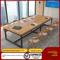 Table de conférence de style industriel loft, bureau, établi, fer, bois massif, mobilier de bureau, usage commercial, table longue pour école, 6-10 personnes
