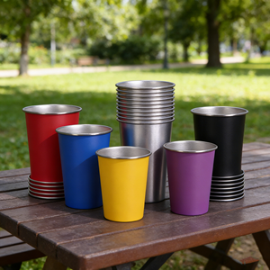 Gobelet carré jetable en acier inoxydable de 16 oz (500 ml) pour fête, bière rouge, boissons, stade, personnalisable avec votre logo gravé au laser - Product Image 1